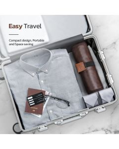 Toiletry Bag for Men, Travel Essentials Travel Toiletry Bag, Water-Resistant Compact Bathroom Roll Organizer for Hygiene, Shaving kit, Gifts for men (Chic Brown(PU Leather),oniy bag)