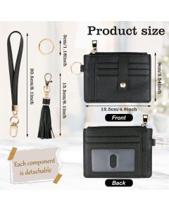 2 pack Small Wristlet Wallets for Women Credit Card Holder Wallet Keychain Wristlet Wallet Credit Card Wallets for Women (Black)