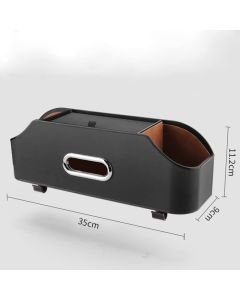 New car headrest Rear seat Multifunctional Storage Box, partition Design, with Cup Holder, Tissue Box, headrest Hook, Suitable for Children and Adults, car Travel Accessories (Black)