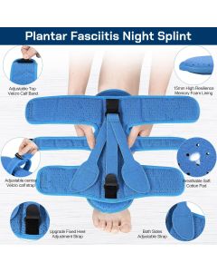 1 pcs Adjustable Night Splint for Plantar Fasciitis Relief – Foot Brace for Heel Pain, Achilles Tendinitis, and Planter Facetious – Comfortable Night Support for Women and Men (Blue)