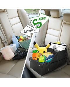Car Seat Organizer- Backseat Car Organizer with 11 Storages Compartments and 2 Cup Holders, Organizers and Storage, Front Seat for Travel Kids,Black