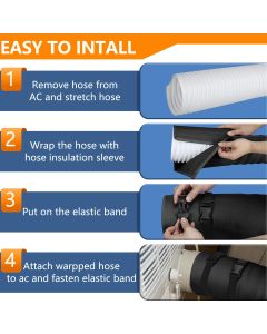 Portable AC Hose Insulation Sleeve, Portable Air Conditioners Insulated Hose Cover Wrap, Fit 5" & 5.9" Diameter Exhaust Hose, Easy Installation with 3*Adjustable Buckle Straps, Black
