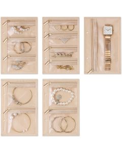 Travel Jewelry Organizer Case,Jewelry Storage Book Ring Binder with Clear Zipper Jewelry Pouches Bags for Rings, Necklace, Earrings-Cream White（oniy bag）