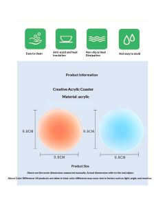 Pastel Color Drink Coasters - 12 Pcs Acrylic Coaster Set, 3.8 Inch Round, Coffee Table & Dining Table Centerpiece Decor (6 Colors)