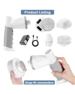 Electric Spin Scrubber, Bathroom Shower Electric Scrubber for Cleaning Tub/Tile/Floor/Sink/Window, Power Cleaning Brush Rechargeable Cordless with 4 Replaceable Cleaner Brush Heads