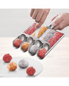 Meatball Maker Tool, 304 Stainless Steel Kitchen Manual Non Stick Meatball Maker, Portable Meatball Spoon Ball Maker Kitchen Restaurant Must Have Meatball Making Set，Home Cooking Tools (4-channel)