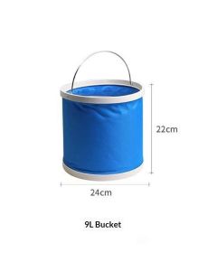 Collapsible Bucket with Storage Case- Durable Pop Up Bucket with Watertight Fabric,  Great for RVs, Camping, Fishing, Boating, Hiking and More - Blue  9L