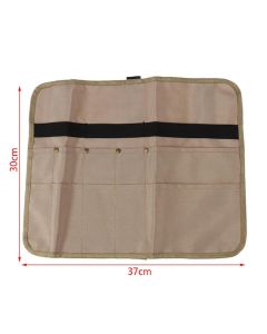 Camping Utensil Bag, Chef Knife Roll Canvas Roll up Culinary Bag Tableware Storage Hanging Knife Pouch Holder for Outdoor Barbecue Activities(Square, Khaki)