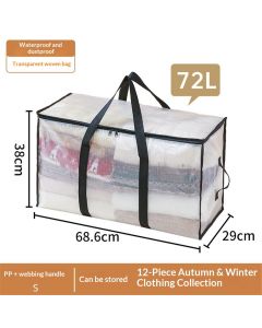 Moving Bags or Storage Bag – Backpack Straps, Zippers & Handles – Heavy-Duty Packing Bags for Moving, College Dorm(Transparent small size, 2 Pack)