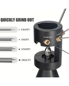 Electrode Sharpener Head Tool, 4 Accurate Angles(10°, 15°, 20°, 22.5°) & Adjustable Brass Guide Screw for 0.04"-1/8" Tungsten Electrodes Sharpener for Welding Accessories (4 Holes)