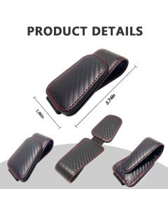 2Pcs Sunglass Holder for Car, Magnetic Leather Eyeglass Hanger Clip for Car Sun Visor, Sunglasses Holder and Ticket Card Clip for Car Visor Accessories (Carbon Fibre Black)