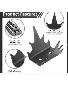 Intruder Deterrent Wall Spikes (12 pc) - Security Fence Spikes, Anti-Climb Hardware, Bird Repellent, Home Security Improvement, Stop Thief, Screw Mount, Wall Decoration