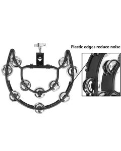 Tambourine Half Moon Mounted Double Row Bells with Mounting Eye Bolt Tambourine for Drum Set for Kids, Adults, Party
