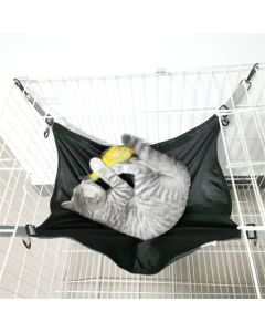 Cat Hammock for Cage - Hanging Washable Soft Outdoor Mat, Waterproof Cooling Bed for Large Kittens 16.5*22 in (Black)