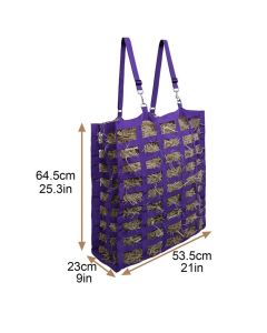 Four sided simple hay net bag, large capacity woven belt, horse hay bag, hay bag, slow feeding hay bag (purple)