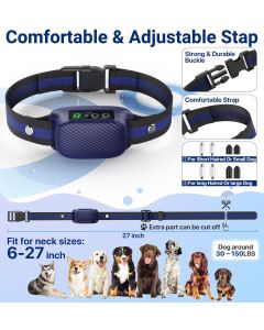 Dog Bark Collar for Large Medium Dogs,Automatic Barking Collar with 3 Training Mode,Rechargeable Anti Bark Collar （blue）