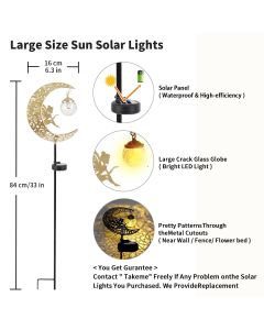 Solar Lights Outdoor Waterproof Fairy Moon Crackle Glass Lights with Metal Angel Decor for Walkway Yard Patio or Garden Gifts for Mom Grandma Friends