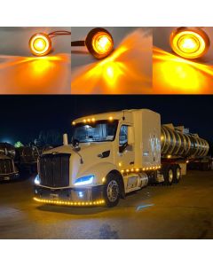(Pack of 50 ）Mini Round Amber LED Side Marker Turn Signal Light Clearance Lamp for Truck Trailer Marine Waterproof 12V DC