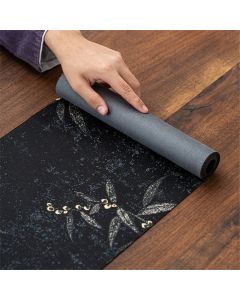 Flower black placemat, tablecloth, autumn/winter floral leaf, spring plant tablecloth, suitable for dinner and wedding decoration (28 * 150cm)