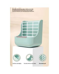 2 in 1 Food Hay Feeder for Guinea Pig, Rabbit Feeder, Indoor Hay Feeder for Guinea Pig, Rabbit, Chinchilla, Feed Bowls Use for Grass & Food (Blue)