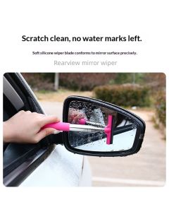 2 pack Car Rearview Mirror Wiper, Retractable Auto Glass Squeegee, Water Cleaner with Telescopic Long Rod, Portable Cleaning Tool for All Vehicles, Universal Automotive Accessories