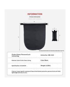 Motorcycle Helmet Bag Helmet Storage Bag with Combination Lock Waterproof Lightweight Durable polyester Helmet Bag for Motorcycle Riding Bicycle,Black