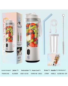 Portable Blender for Smoothies and Shakes, 2 Portable Blender Cups, 17.63 Cordless Personal Small Blender with Straw Brush&Lid, USB-C Rechargeable, Quiet Mini Travel Blender, White