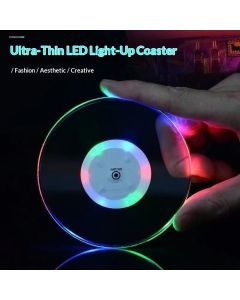 6 PCS LED Drink Coasters, Ultra-Thin Acrylic Non-Slip Waterproof Transparent LED Cocktail Coasters for Club Bar Wedding Party Decor (Color)