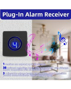 Solar Wireless Driveway Alarm Outdoor Weather-Resistant Motion Sensor Detector Doorbell Chime, DIY Security Alert System (1 Sensor & 2 Doorbell)