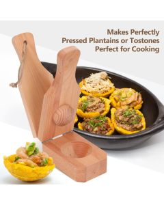Wooden Tostonera Plantain Press Banana Smasher Maker Green Plantain's Wood Press  2 in 1 Wooden Crispy Green Plantain Tostones Press for Fried Plantains Chips &Tostones Cups