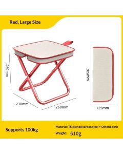 Camping Stool Portable Folding Stool with Carry Bag   Portable Stool for Camping Fishing Hiking BBQ Red (thickened carbon steel pipe - thickened chair surface)