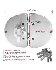 Glass Door Lock with Stainless Steel Double Bolts Swing Push, Double Sliding Security Door Lock  Thick Glass