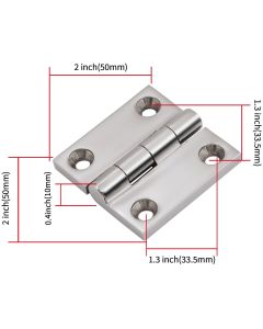 316 Stainless Steel Hinges Marine Grade 2" x 2" Heavy Duty Boat Hatch Hinge (50 mm X 50 mm) 4 Pack Casting Cabinet Door Hinge with Screws