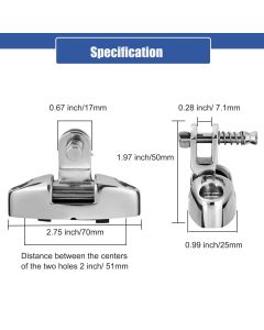 Boat Top Swivel Deck Hinge with Removable Pin, 180 Degree Adjustable,316 Stainless Steel, Marine Top Hardware(2 Pieces,Excluding screws)