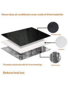 Window Air Conditioner Insulation Cover for Outside Unit, Outdoor Dust-Proof and Waterproof, 17"L × 13"H × 12"D - Black