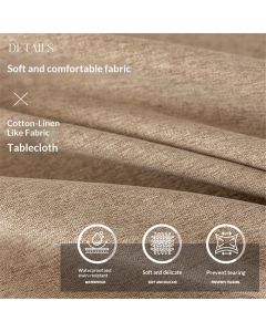 Rectangle Tablecloth Washable Wrinkle Resistant and Water Proof Table Cloth Decorative Linen Fabric Tablecloths for Dining Parties Kitchen Wedding and Outdoor Use (khaki, 55x87 in)
