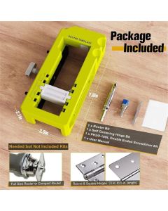 Door Hinge Jig, Door Hinge Mortiser, Router Template Fits for Door Hinges from 3” to 5” Length and Types of Square, Radius 1/4” or Radius 5/8”.