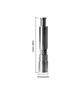 Stainless-Steel One-Handed Thumb Push Button Salt and Pepper Grinder For Black Pepper(Stainless steel spring built-in model)