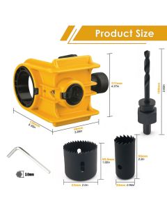 Door Lock Installation Kit,  For Metal or Wood Doors, 2 Adjustable Bushings, Easy Installation  with Hole Saw & Anti-Warp Backing Plates (Yellow)