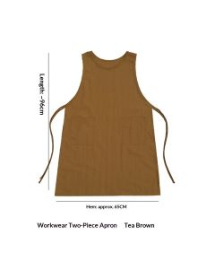 Apron plus size women's split type apron with pockets, suitable for cooking, gardening, painting (tea brown)
