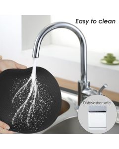 Silicone Microwave Mats, 12" Extra Large Multi-Use Microwave Mat Heat Resistant Silicone Mat Pot Holders Hot Pads for Kitchen, Silicone Cover Pad for Microwave Oven Hot Pot Pans, Black 2Pack