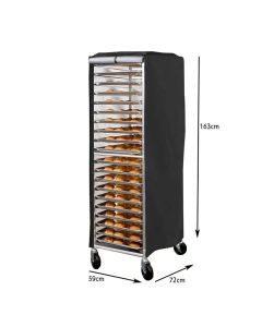 Bread Rack Cover, Pan Rack Cover, Bread rack dust cover with zipper, high density waterproof oxford cloth material (black 420D,59*72*163cm )