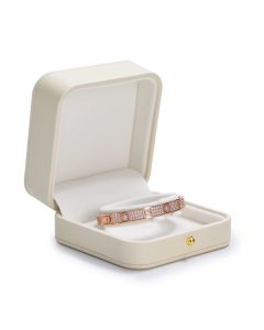 Premium Leather Bracelet Bangle Box  Jewelry Gift Case white Interior Bracelet Storage Holder(White)