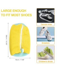 2 Pack Shoe Washing Machine Bag Shoe Washing Bag Shoe Mesh Laundry Bags Shoe Bags for Travel Reusable Shoe Cleaning Bag for All Shoe Sizes (Yellow)