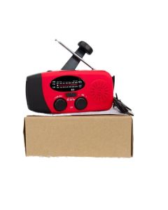 Solar Hand Crank Emergency Weather Radio,Portable Radio with 3  Flashlight 2000mAh Power Bank Cellphone Charger（red,12.9*6*5cm)