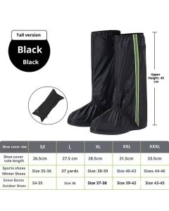 Rain Snow Waterproof Shoe Covers Motorcycle Boots Women Men Black, Reusable Foldable Anti-Snow Shoe Covers (XXL)