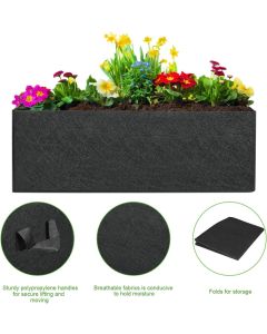 3-Pack Grow Bags, 10 Gallon Heavy Duty Thickened Nonwoven Fabric Raised Garden Bed Square Flower Planter Containers for Carrot Onion,Flowers,Fruit/Growing Pots with Handles(60x30x20cm)
