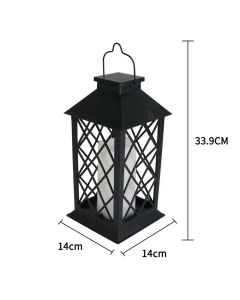 Solar Outdoor Lantern, Garden Hanging Waterproof Lanterns PVC Upgrade 3 LED Flickering Flameless Candle Decorative for Garden Women Mom Grandma Halloween Gifts (Grid Candle)