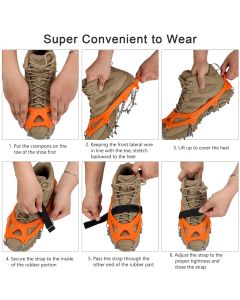 19 Spikes with Stainless Steel Chain Ice Snow Grips Traction Cleats System Safe Protect for Walking, Jogging, Climbing, Hiking on Snow and Ice, Boots Chains for Women Men（L）