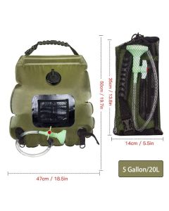 Solar Portable Shower Bag, 5 Gal/20L Solar Heating Camping Shower Bag with Removable Hose&On-Off Switchable Shower Head, Compact Camping Shower  green